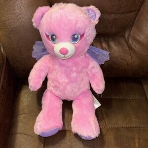 Build a Bear Pink Fairy 16" Purple Tulle Glitter Wings Magical Plush BAB Stuffed